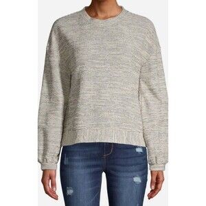 Time and Tru Women's Long Sleeve Drop Shoulder Top Navy White Large 12-14